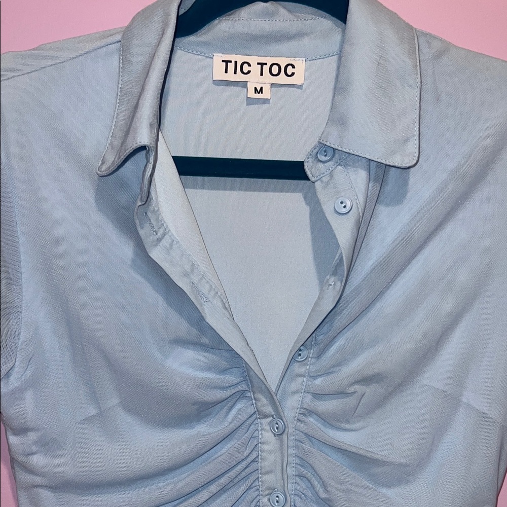 Women's Light Blue Ruched Dress - Picture 2 of 5